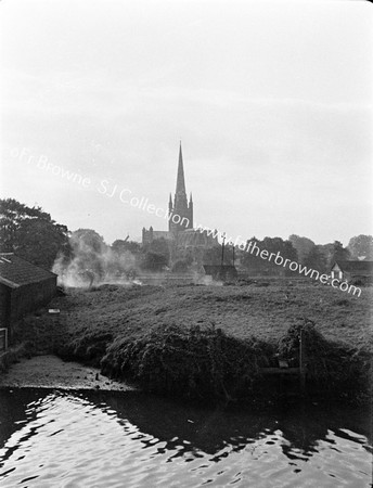 CATHEDRAL WITH RIVER WARE AND HOUSES IN FOREGROUND